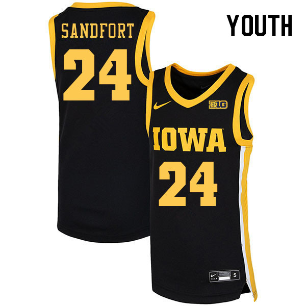 Youth #24 Pryce Sandfort Iowa Hawkeyes College Basketball Jerseys Stitched Sale-Black